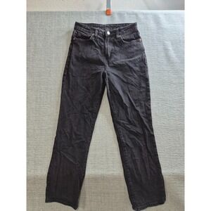 Vintage H&M Ankle Mom Jeans 6 Black Denim Cotton Ultra High Waist Straight Leg